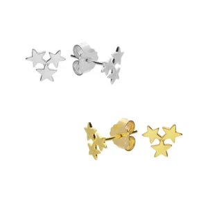 Silver Earrings - Studs - Small Triple Star - H4364 Collection