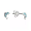 Silver Earrings - Studs - Tiny Dolphin with Blue Crystals