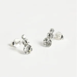 Silver Earrings - Studs - Triple Crystal 2