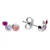 Silver Earrings - Studs - Triple Pinks Cubic Zirconia - H2314P