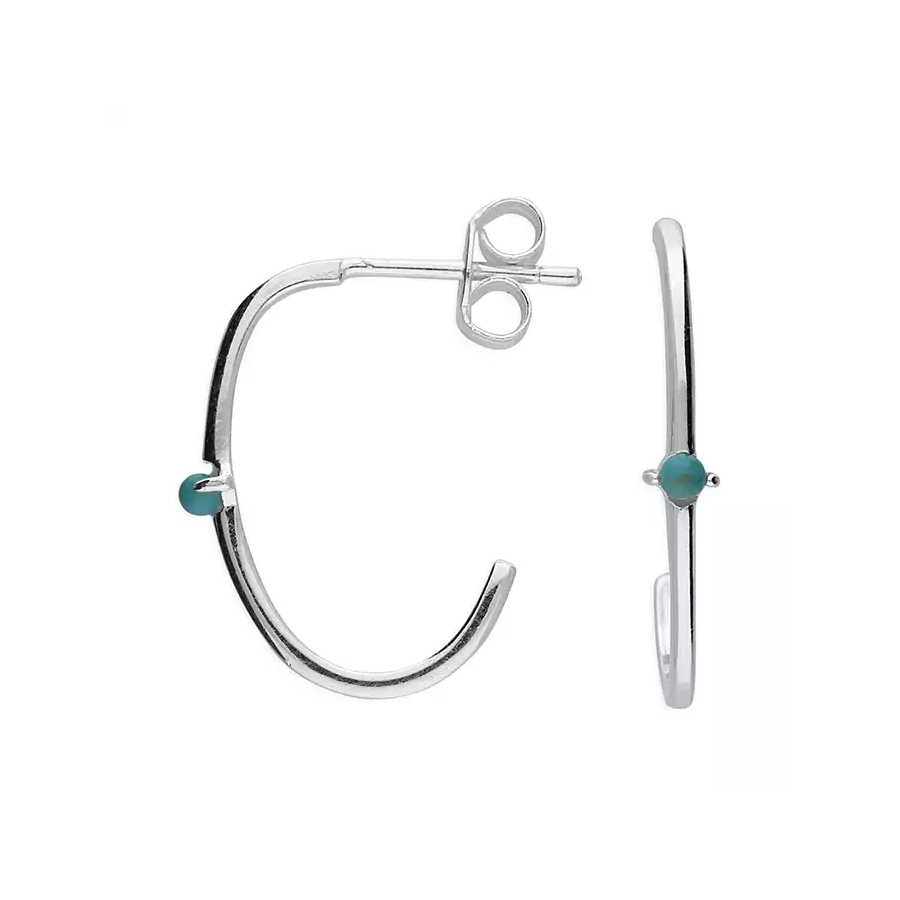 Silver Earrings - Studs - Turquoise Hoops - H5587S