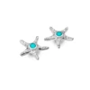 Silver Earrings - Studs - Turquoise Starfish