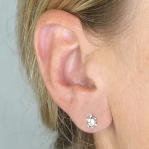 Silver Earrings - Studs - Turtle - H6318S Model