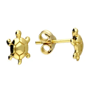 Silver Earrings - Studs - Turtle - Yellow Gold Plated - H6318Y