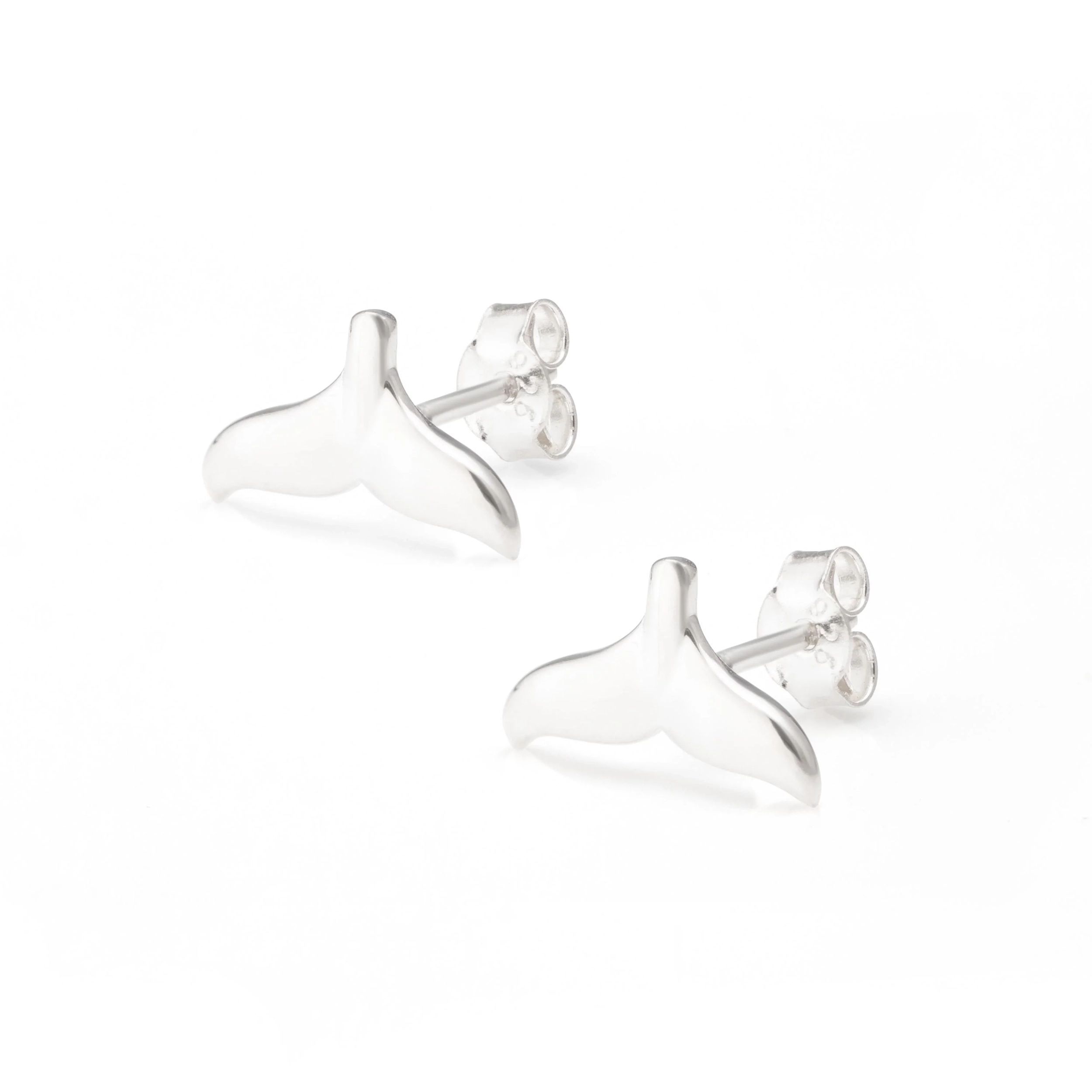 Silver Earrings - Studs - Whale Tail