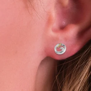 Sterling Silver Earrings - Studs - Circular Wave with Seagull Model
