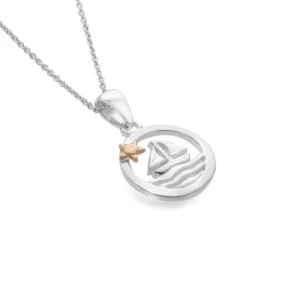 Silver Necklace - Circle Sailaway Theme Pendant