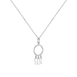 Silver Necklace - Circle Trio of Fish Pendant
