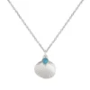 Silver Necklace - Cockle Shell with Blue Ocean Opal Pendant