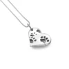 Silver Necklace - Dog Paw Print Heart Pendant