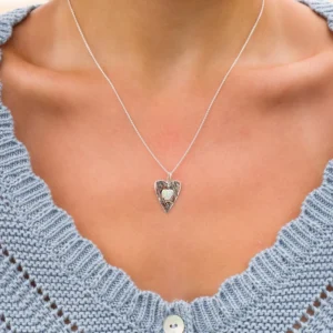 Silver Necklace - Forever Opal Heart Pendant Model