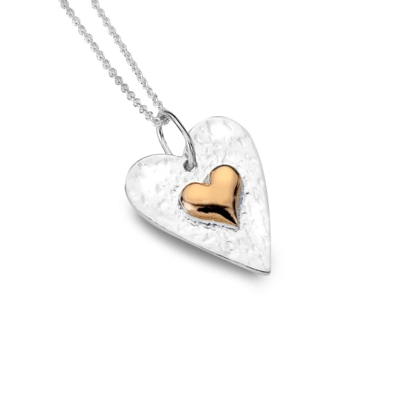 Silver Necklace - Forever Rose Gold Heart Pendant