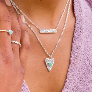 Silver Necklace - Forever Turquoise Heart Pendant Model
