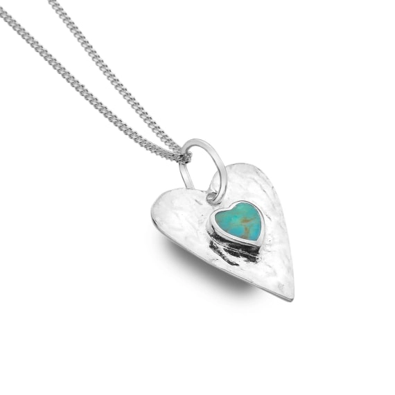 Silver Necklace - Forever Turquoise Heart Pendant