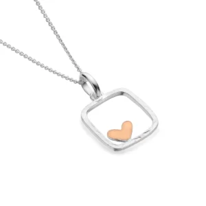 Silver Necklace - Framed Heart Pendant