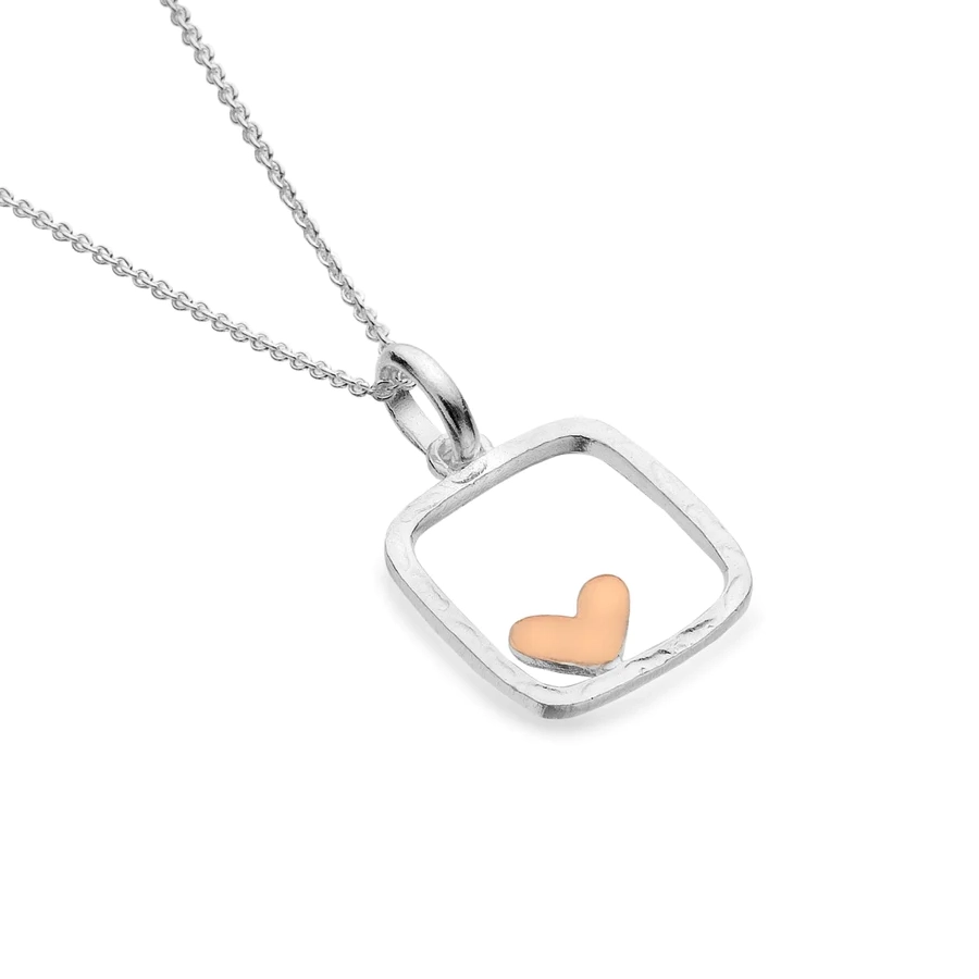 Silver Necklace - Framed Heart Pendant