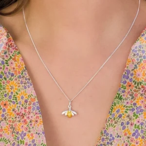 Silver Necklace - Golden Bumblebee Pendant Model