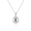Silver Necklace - Hammered Opal Concave Disk Pendant