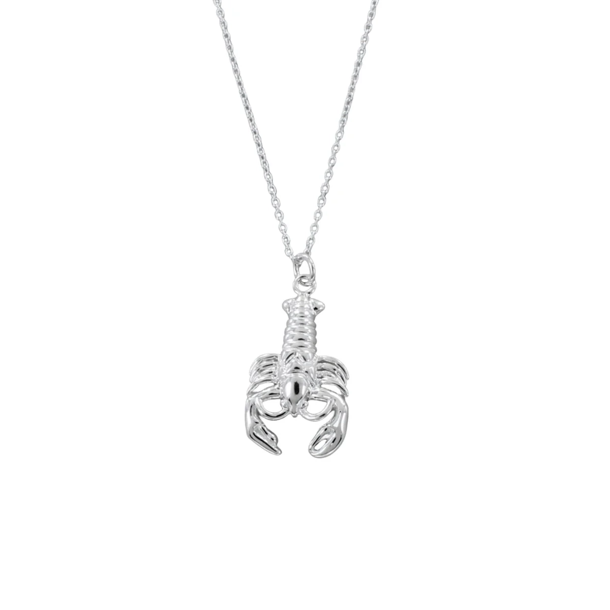 Solid Silver Necklace Lobster Pendant