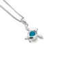 Silver Necklace Ocean Blue Opalite Turtle Pendant