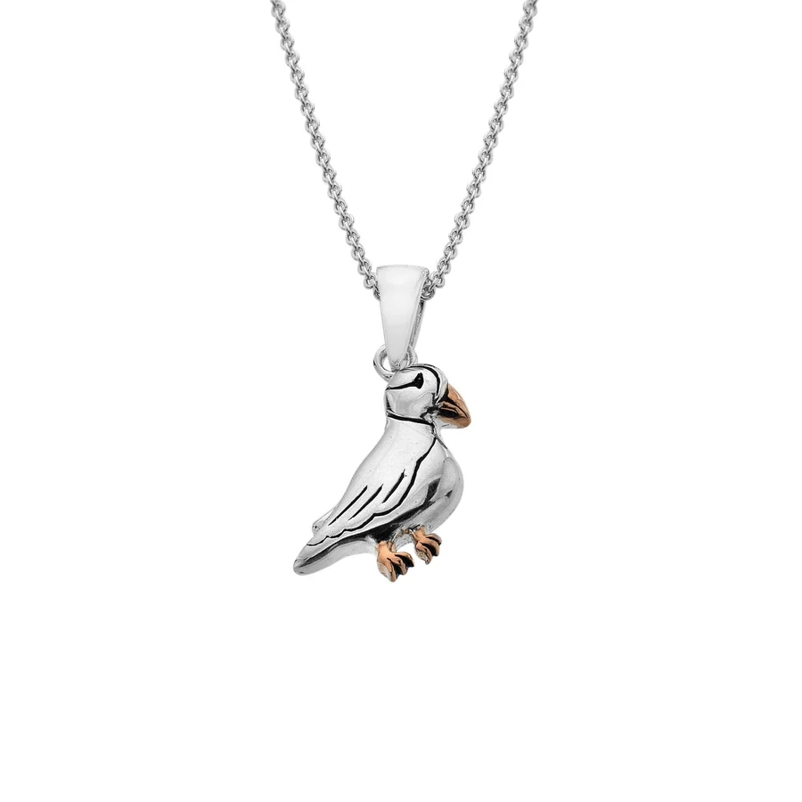 Silver Necklace Puffin Pendant