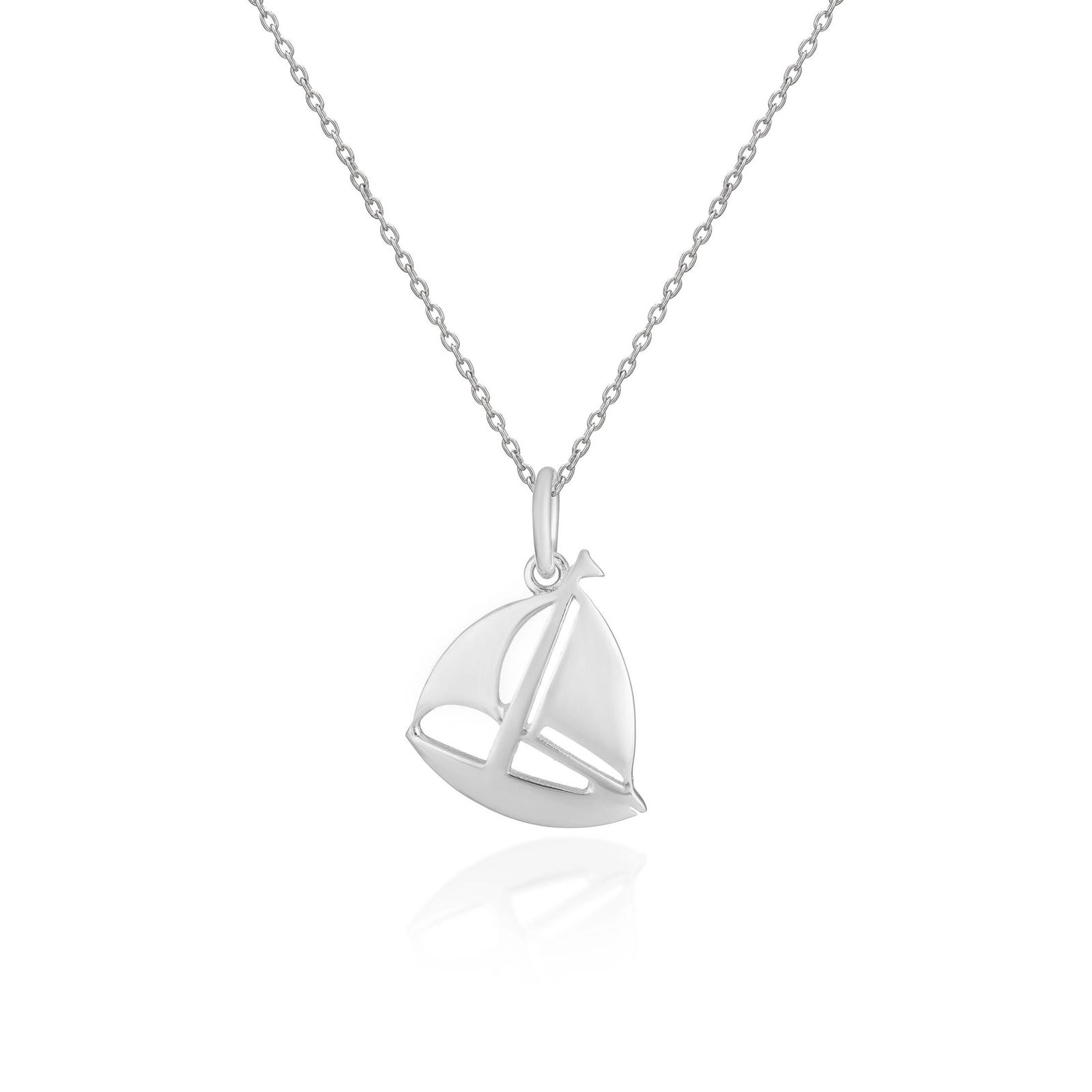 Silver Necklace - Sail Boat Pendant