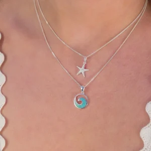 Silver Necklace Sparkling Starfish Pendant Model