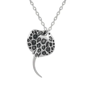 Sterling Silver Necklace - Spotted Ray Pendant Close Up