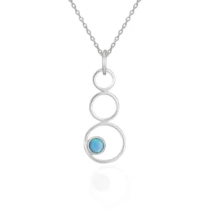 Sterling Silver Necklace - Stacked Trio Bubble Pendant Close Up