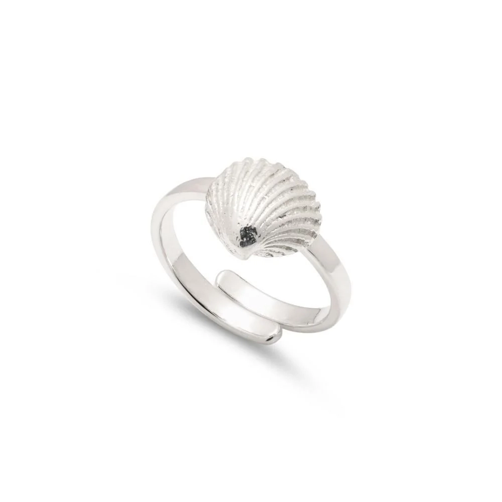 Solid Silver Rings - Adjustable Ring - Cockle Shell - 11100146