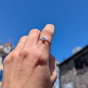 Silver Rings - Circle Blue Opal Beaded Ring - 11100191 Model