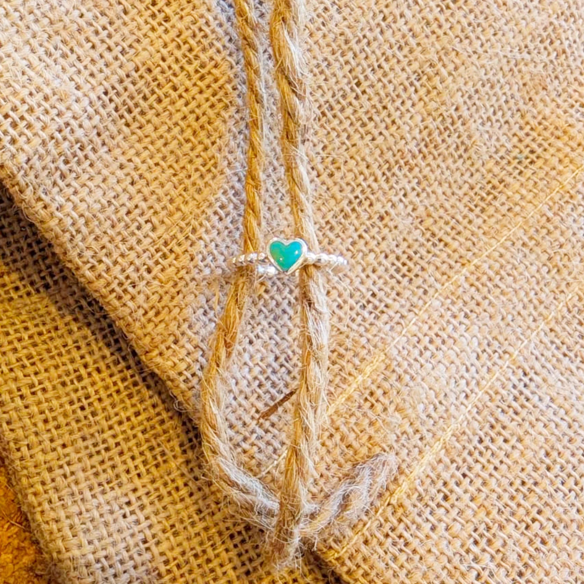 Silver Rings - Heart Turquoise Beaded Ring - 1P1571TQ - Lifestyle