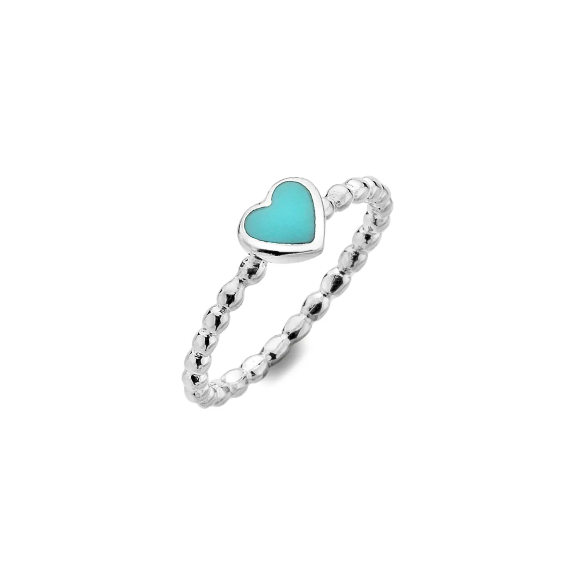 Silver Rings - Heart Turquoise Beaded Ring - 1P1571TQ-I