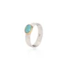 Silver Rings - Medium Hammered Opal Ring - 11100073