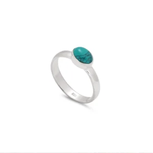 Silver Rings - Narrow Turquoise Ring - 11100046