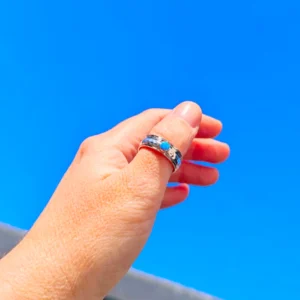 Silver Rings - Spinning Ocean Blue Opal Ring - 11100091 Model