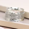 Solid Silver Rings - Spinning Ring - Hammered Dotted Bands