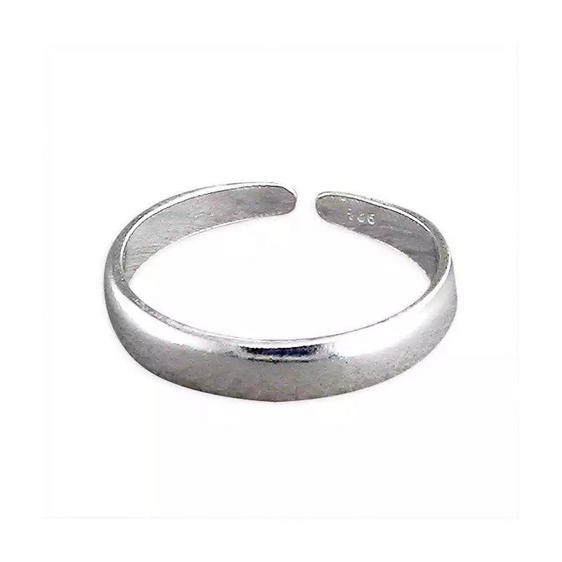 Silver Toe Rings - Plain D-Shape Band - R8521