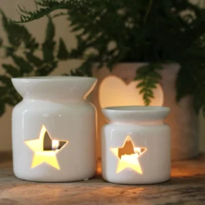 Small Ceramic Oil Burner - Cut-Out Star - 51178 Lifestyle
