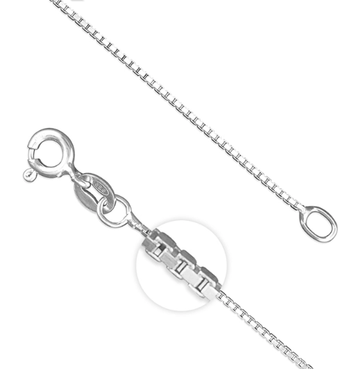 Sterling Silver Necklace - Boxed Chain Close Up