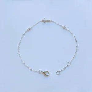 Sterling Silver Bracelets - Crystal Sideway Cross