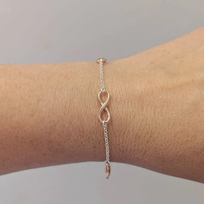 Sterling Silver Bracelets - Triple Rose Gold Infinity Model Close Up