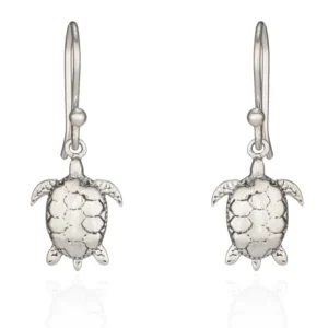 Sterling Silver Earrings - Drops - Turtle Close Up