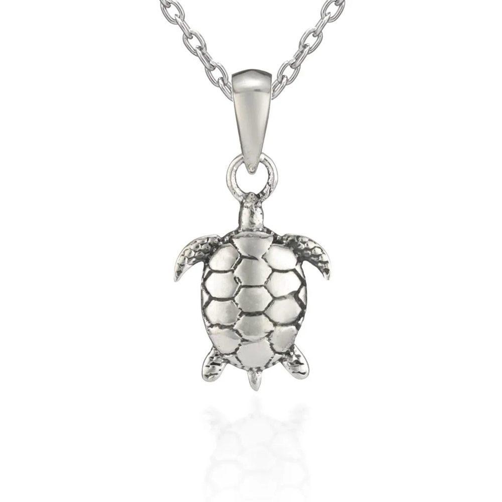 Sterling Silver Necklace - Turtle Pendant Close Up