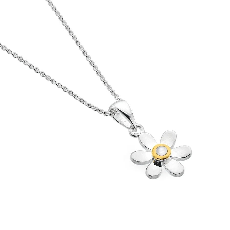 Sterling Silver - Necklace - Birthstone June Moonstone Daisy Pendant