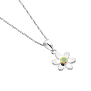 Sterling Silver - Necklace - Birthstone October Opal Daisy Pendant