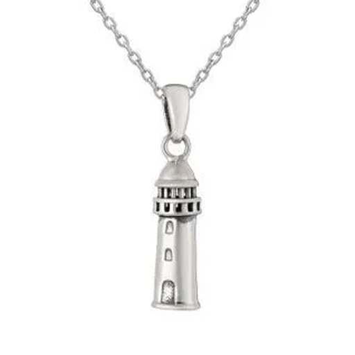Sterling Silver Necklace - Lighthouse Pendant Close Up