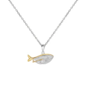 Sterling Silver Necklace - Mother with Baby Whales Pendant