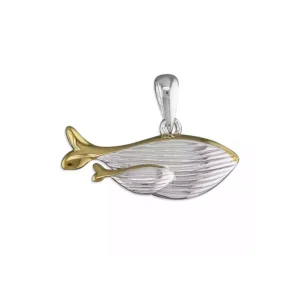 Sterling Silver Necklace - Mother with Baby Whales Pendant Close Up