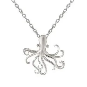 Sterling Silver Necklace - Octopus Pendant Close Up